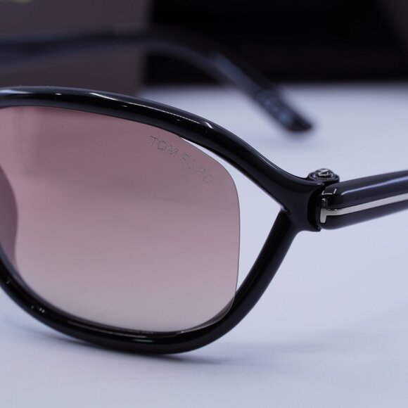 Tom Ford FT1069 01Z Fernanda Geometric Sunglasses - Shiny Black/Violet